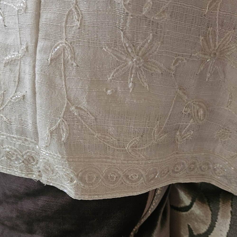 Scala Womens Shirt Medium Silk Embroidered Sleeveless Blouse and Jacket